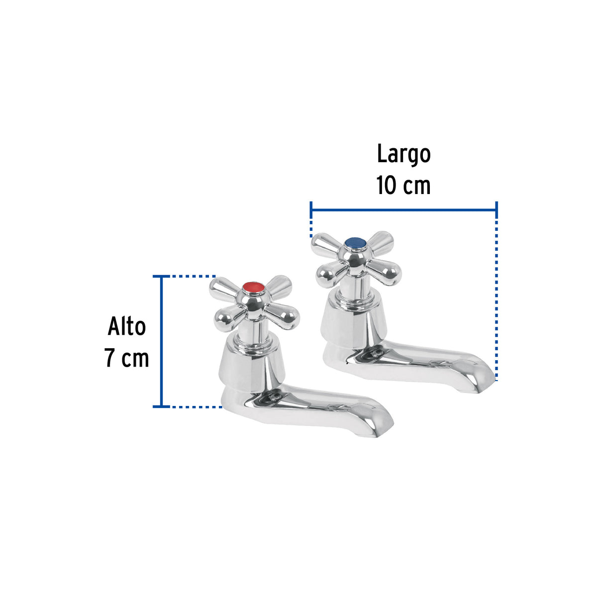 Juego 2 llaves individuales para lavabo cromo crucetaAQUA