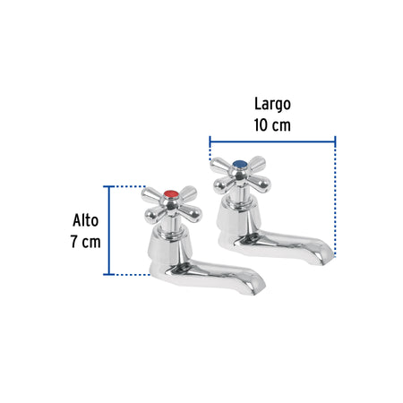 Juego 2 llaves individuales para lavabo cromo crucetaAQUA