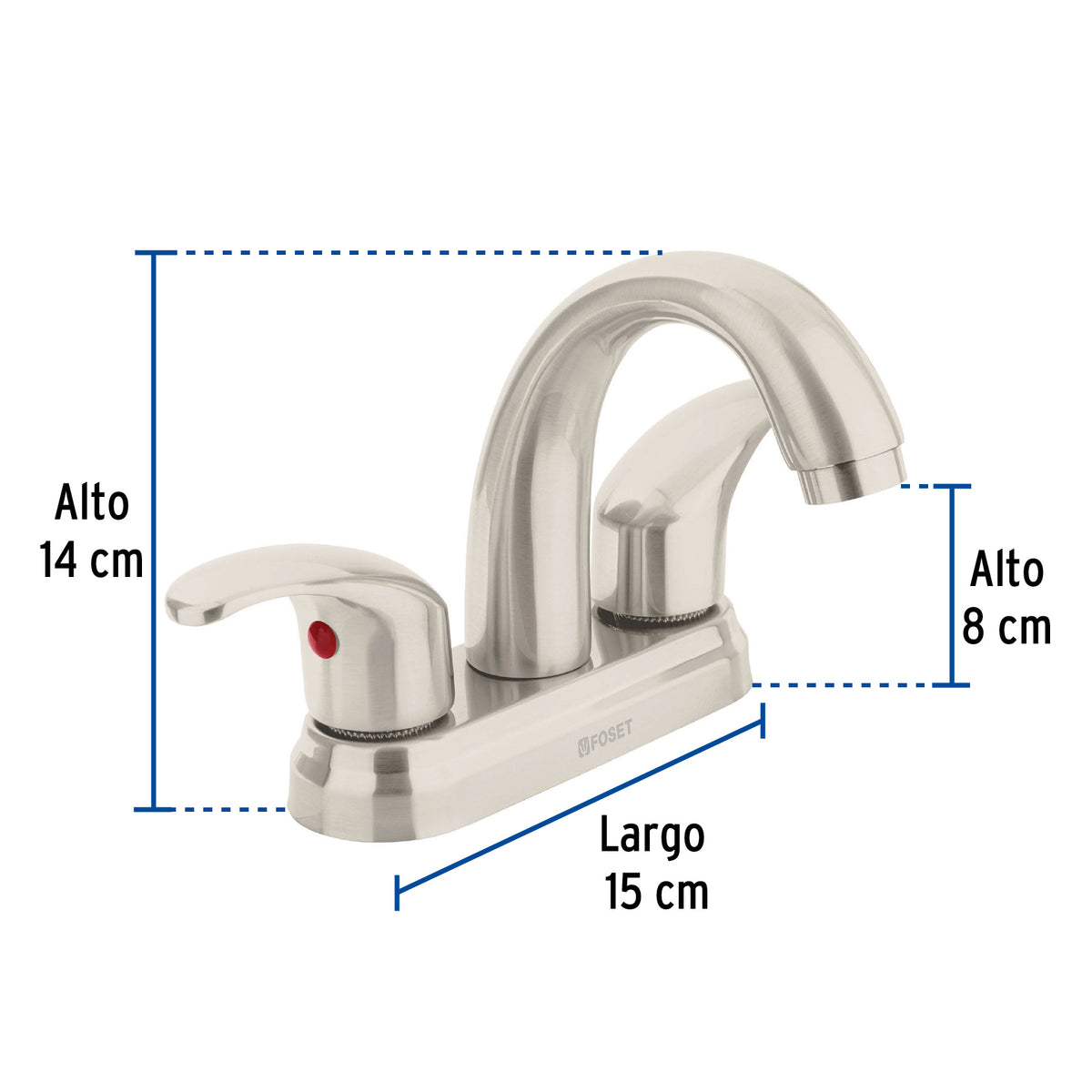 Mezcladora lavabo 4" satin nariz curva palanca AQUA