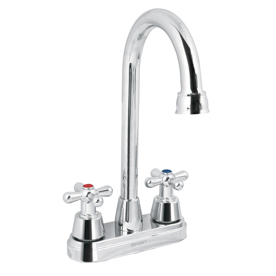 Mezcladora lavabo 4" cromo tipo bar cruceta AQUA