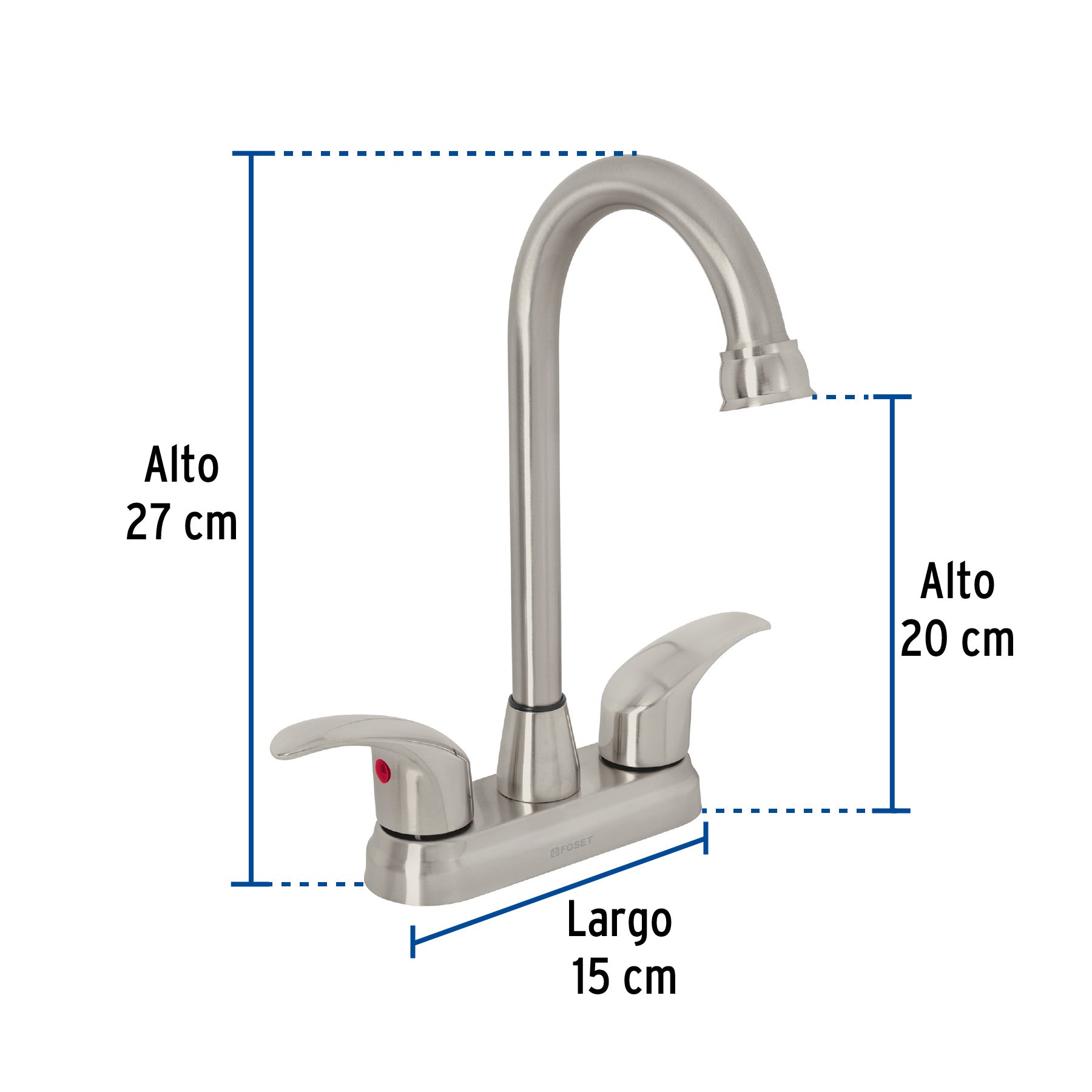 Mezcladora lavabo 4" satin tipo bar palanca AQUA