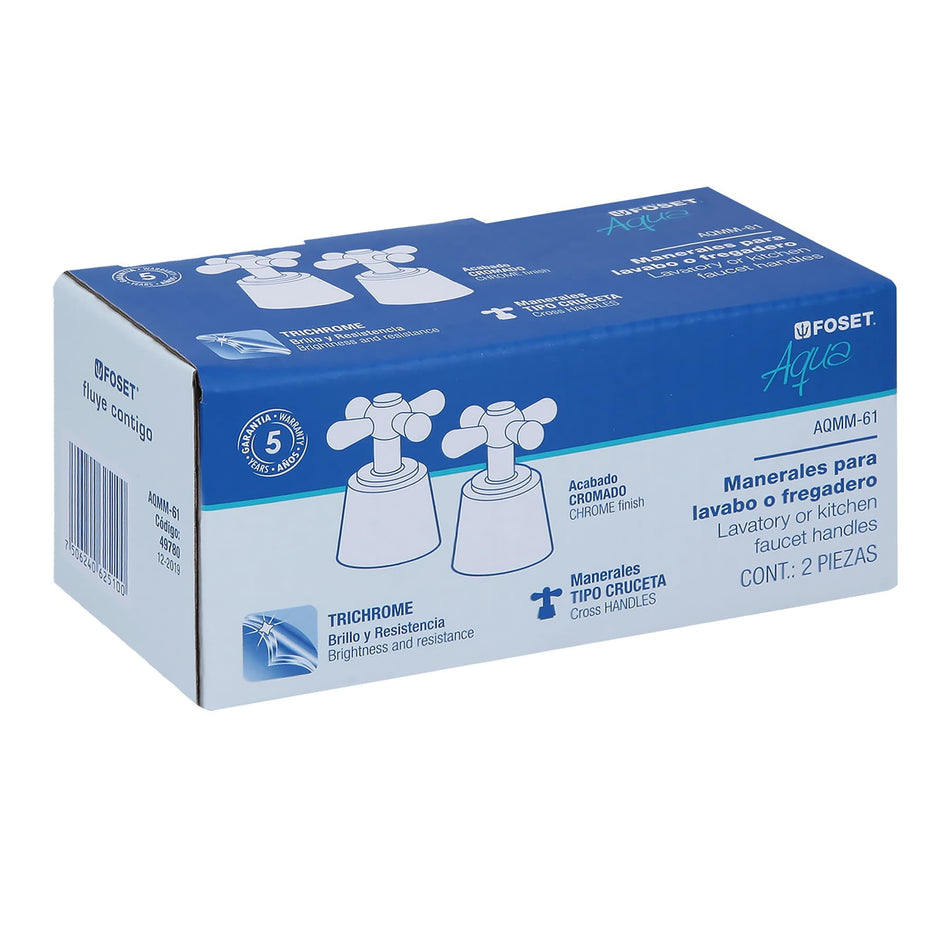 Juego de manerales de cruceta p/lav-fregadero,cromo oro AQUA