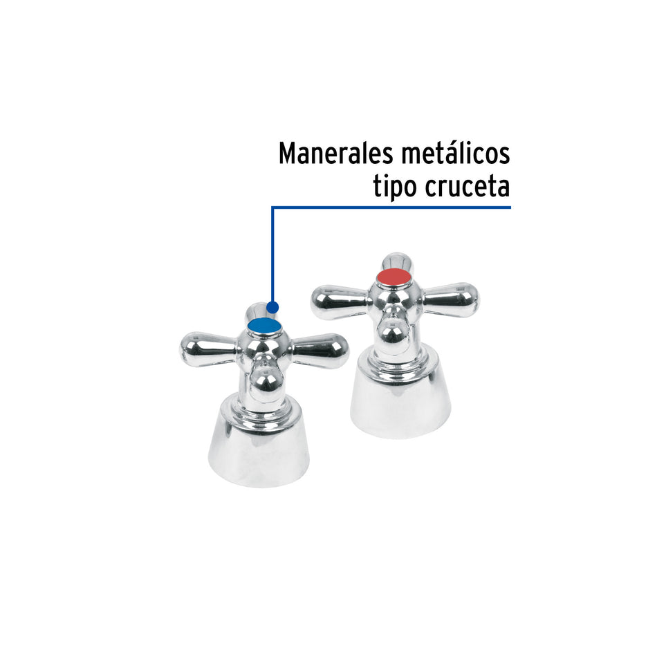 Juego de manerales de cruceta p/lav-fregadero,cromo oro AQUA