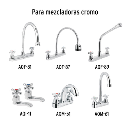 Juego de manerales de cruceta p/lav-fregadero, cromo, AQUA