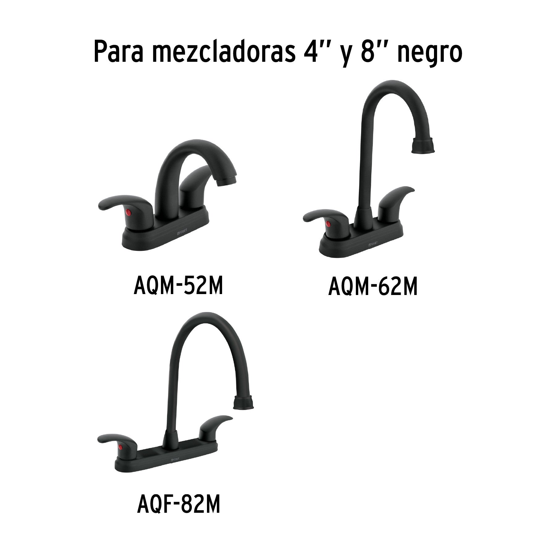 Juego manerales de palanca p/lav-fregadero,negro mate AQUA