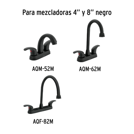 Juego manerales de palanca p/lav-fregadero,negro mate AQUA