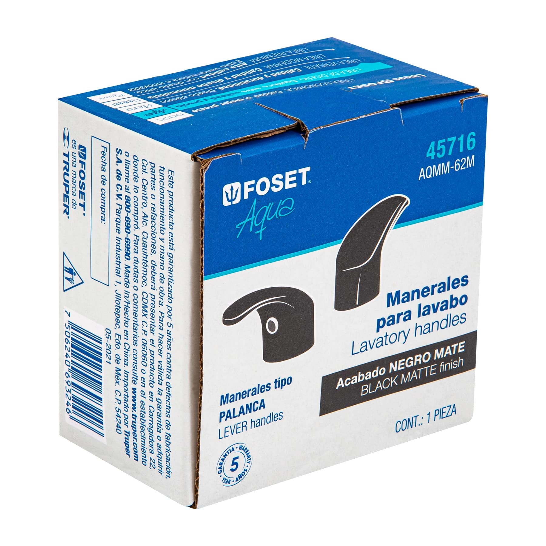 Juego manerales de palanca p/lav-fregadero,negro mate AQUA