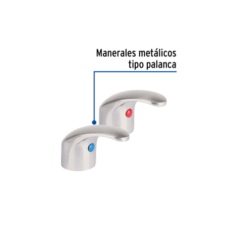 Juego de manerales tipo palanca p/lav-fregadero, satín AQUA