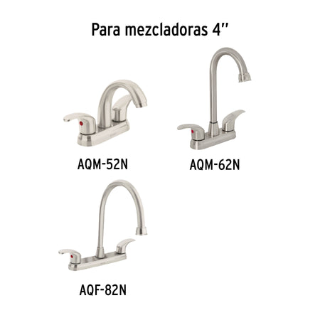 Juego de manerales tipo palanca p/lav-fregadero, satín AQUA