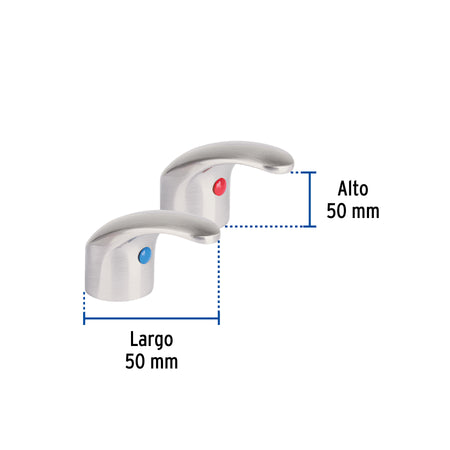 Juego de manerales tipo palanca p/lav-fregadero, satín AQUA