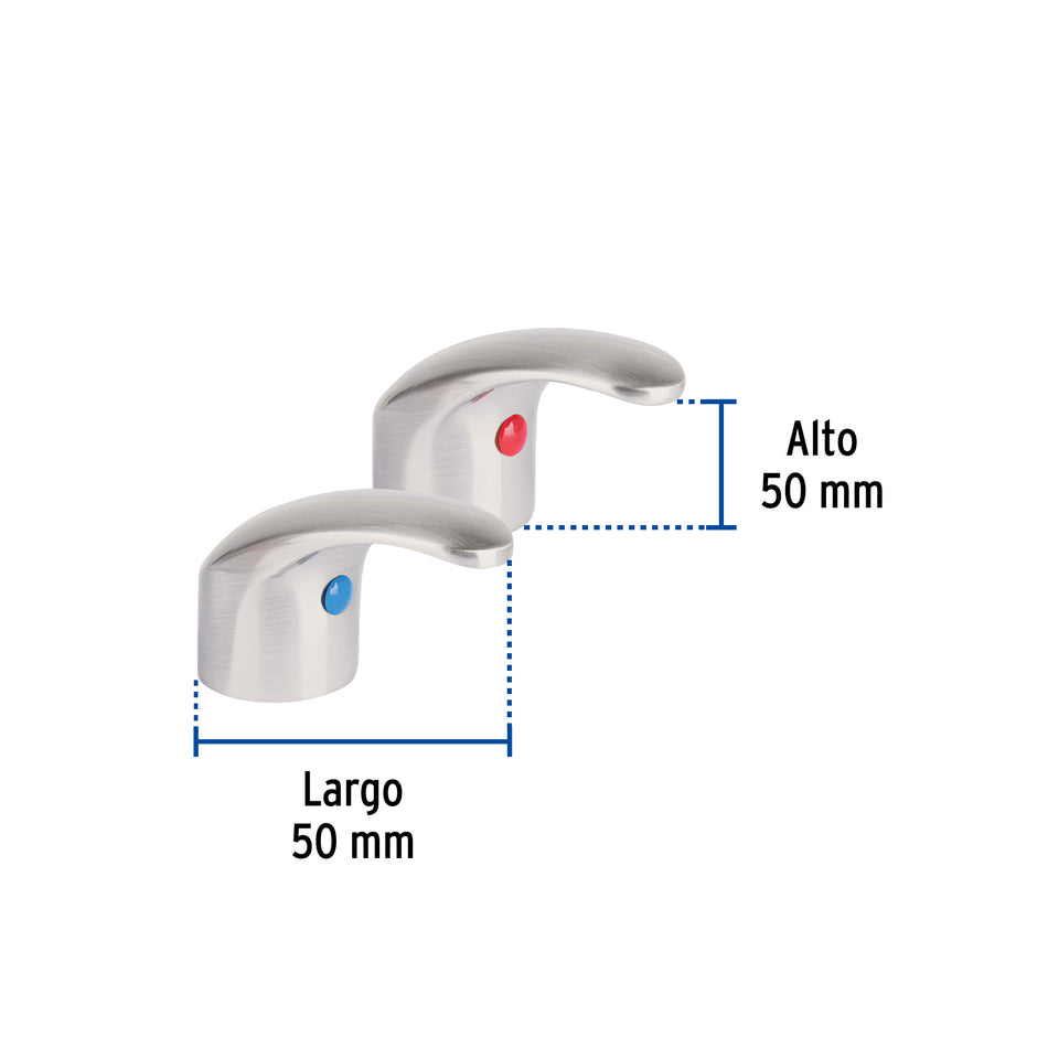 Juego de manerales tipo palanca p/lav-fregadero, satín AQUA