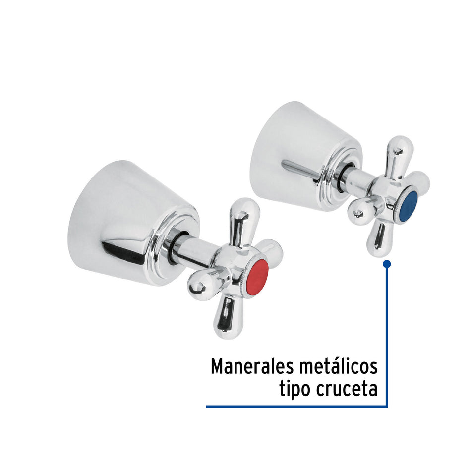 Juego de manerales de cruceta para regadera, cromo oro AQUA
