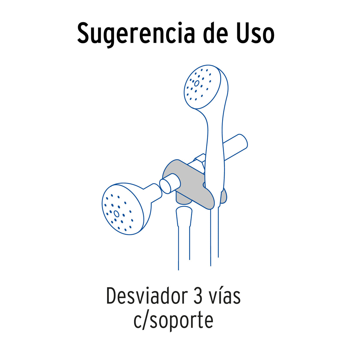 Desviador de 3 vías para brazo con soporte, satín, RIVIERA