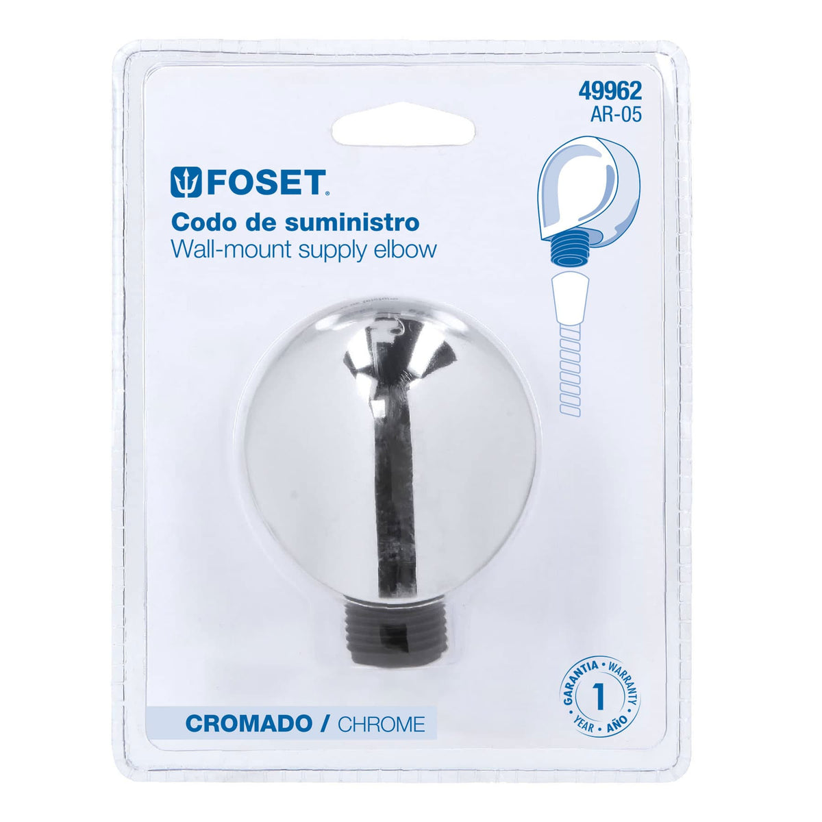Codo de suministro, cromo, FOSET RIVIERA