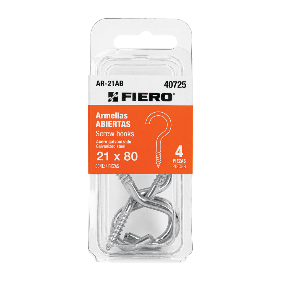 Blister con 4 armellas abiertas de 21 x 80 FIERO