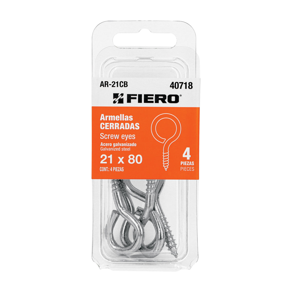 Blister con 4 armellas cerradas de 21 x 80 FIERO