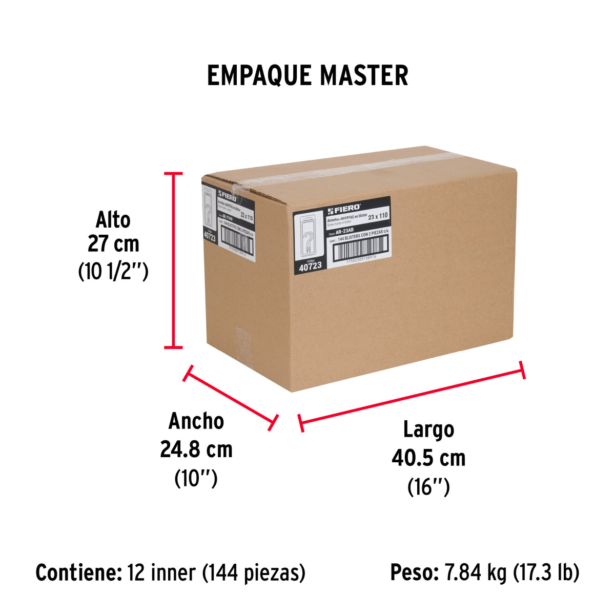 Blister con 2 armellas abiertas de 23 x 110 FIERO