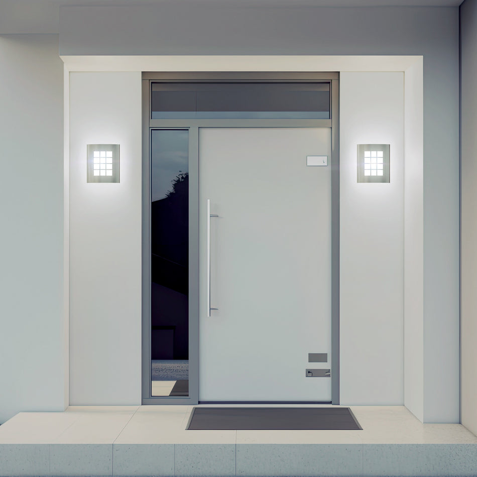 Arbotante decorativo cuerpo acero inox, lámpara no incluida