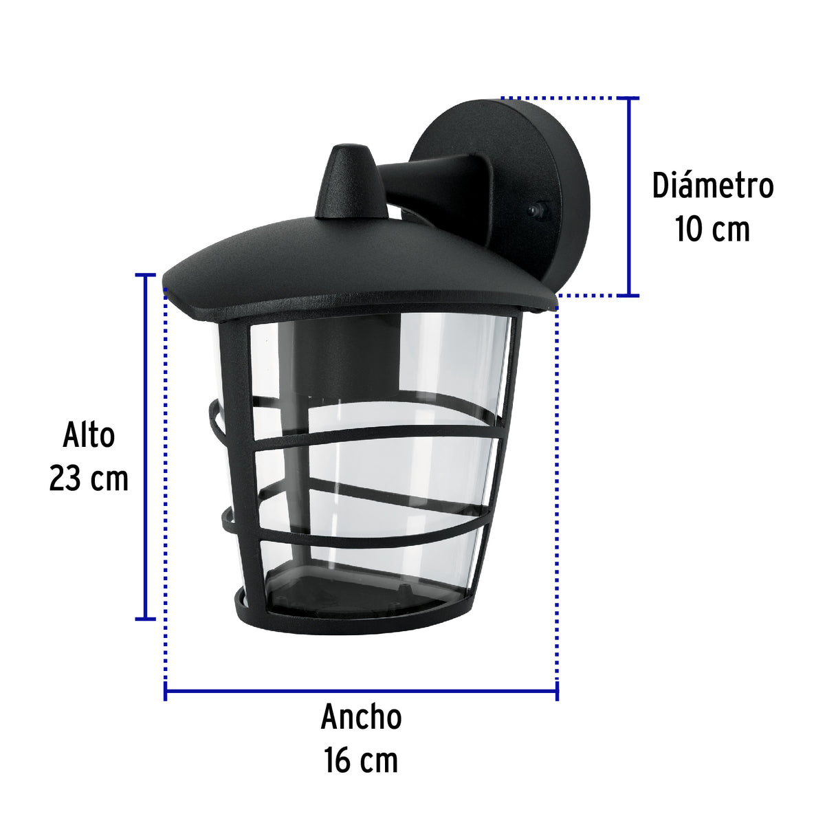 Arbotante tipo farol moderno suspendido p/exteriores negro
