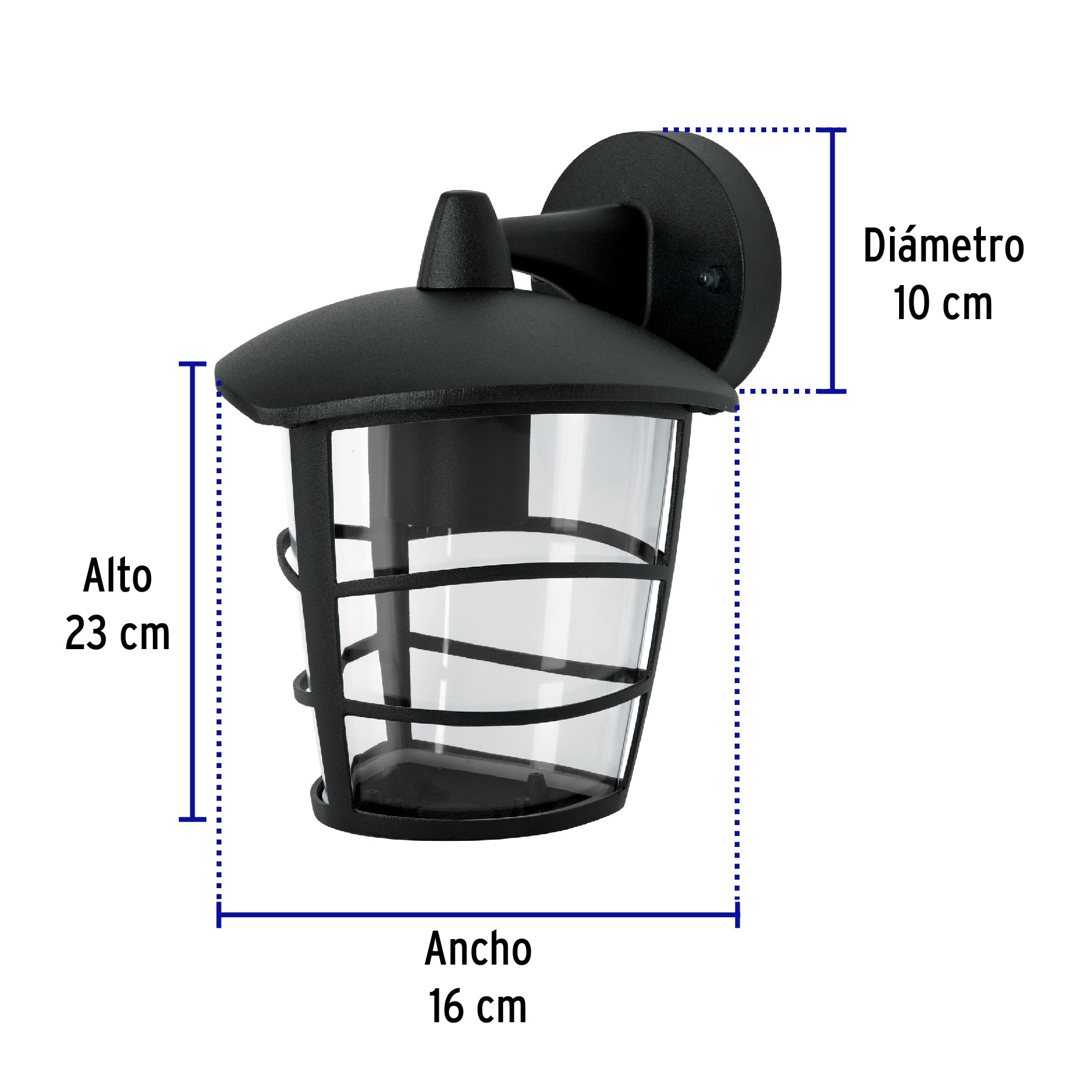 Arbotante tipo farol moderno suspendido p/exteriores negro