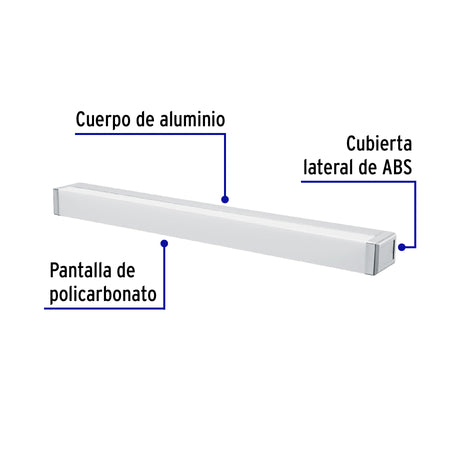 Luminario LED de pared para baño 10W 4000K, barra, VOLTECK