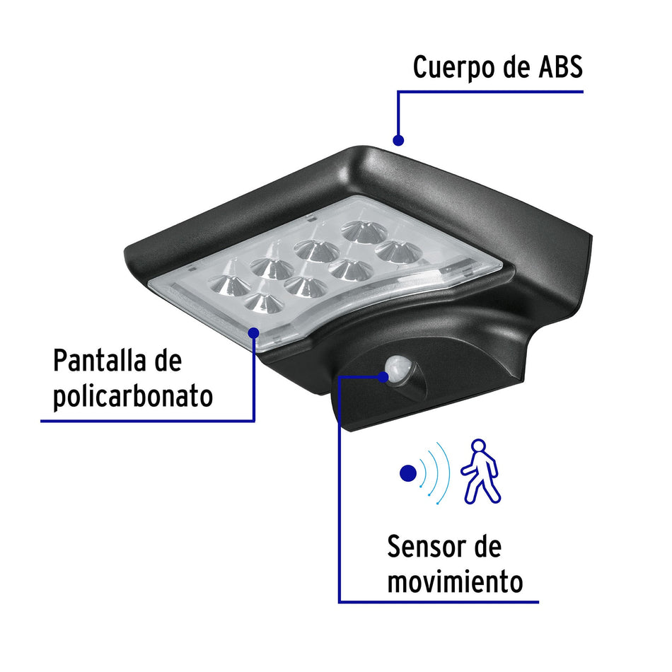 Arbotante solar LED 4 W con sensor de movimiento Volteck