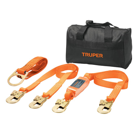 Kit contra caidas con arnes de tres anillos Truper