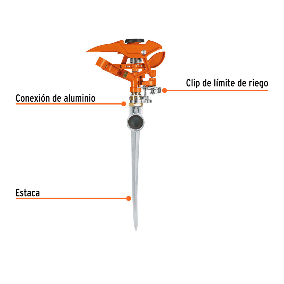Aspersor metálico 11' una vía, estaca metálica, TRUPER