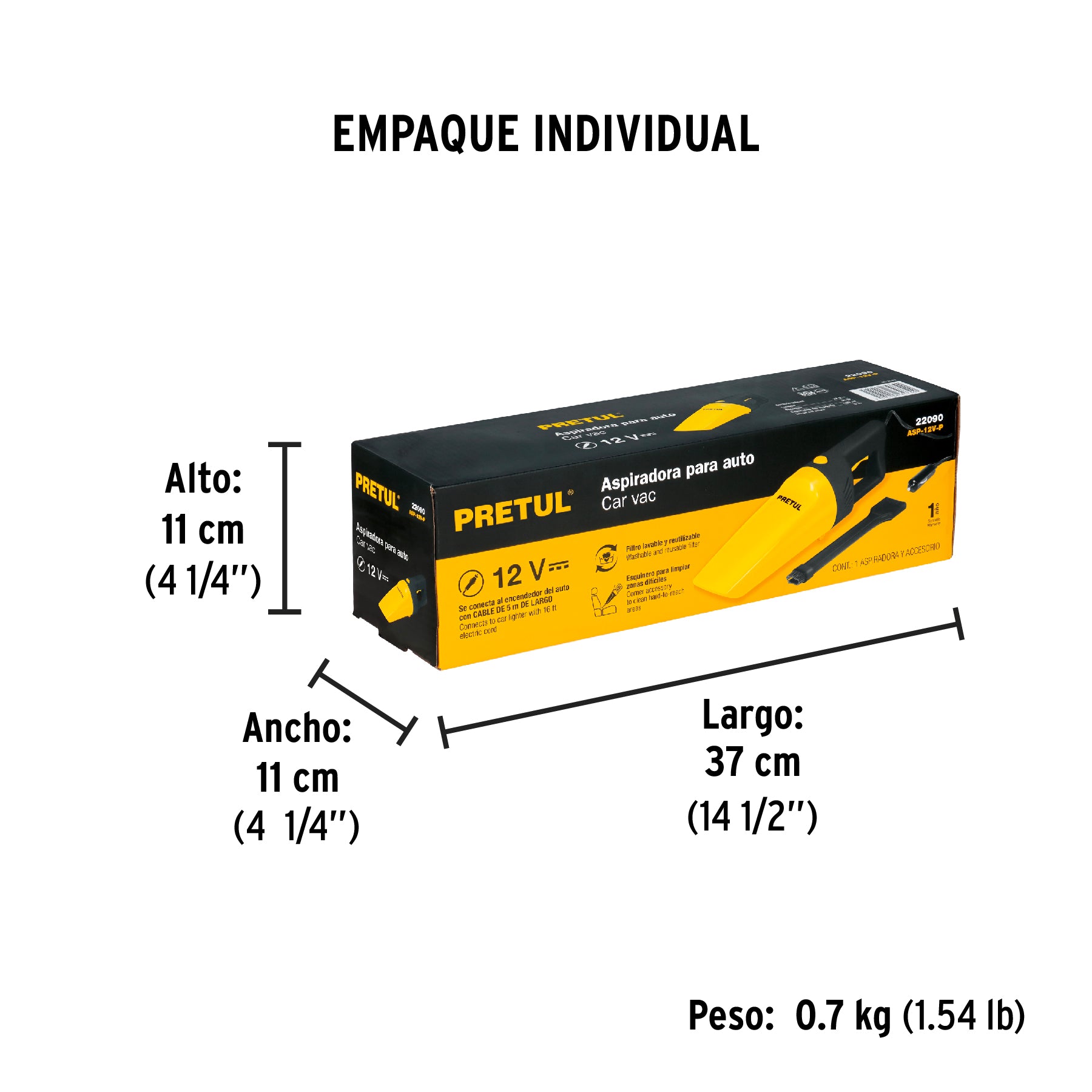 Aspiradora para auto de 12 volts Pretul