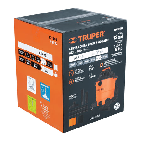 Aspiradora de solidos y liquidosal plastica TRUPER 12 g