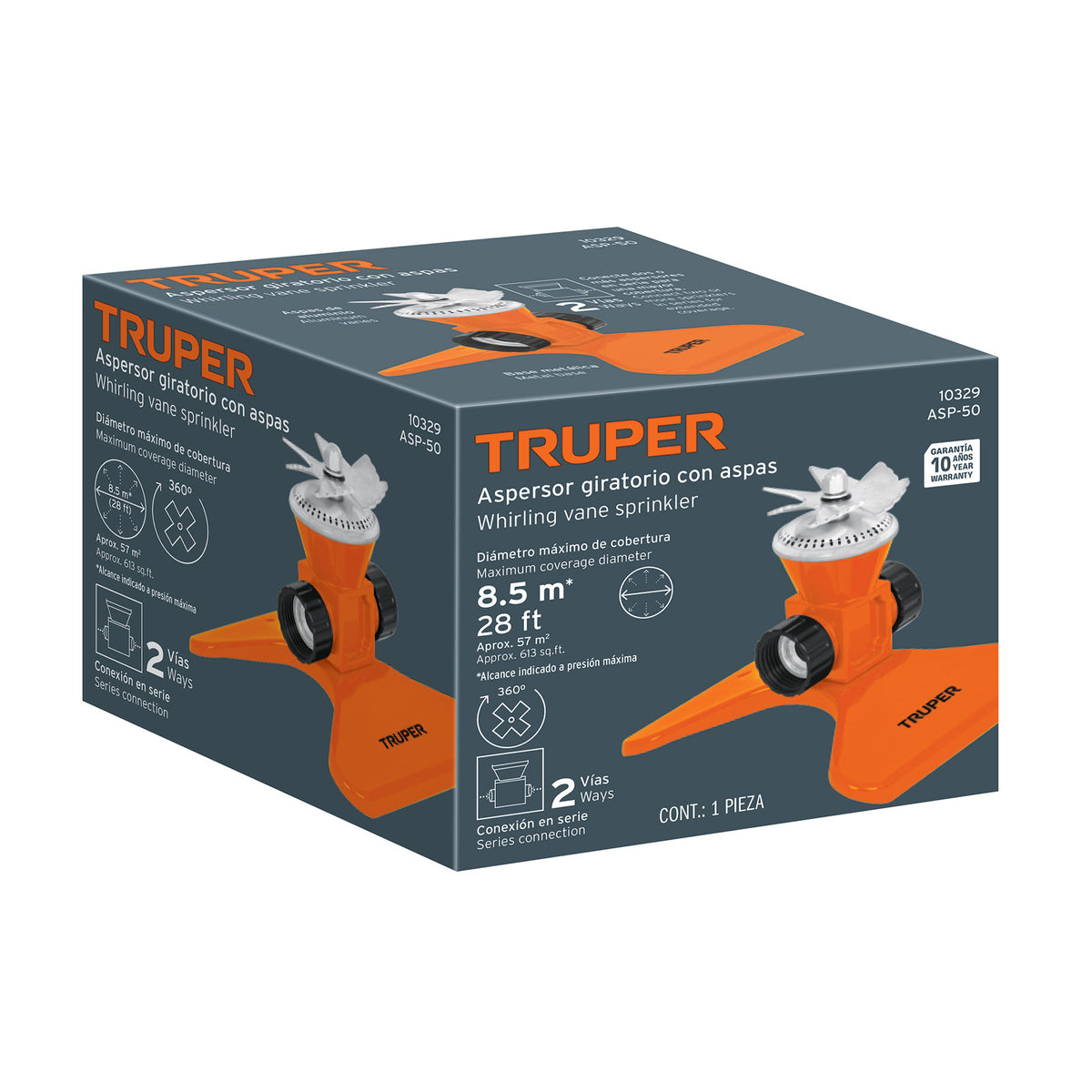 Aspersor base metálica, con aspas de aluminio, TRUPER