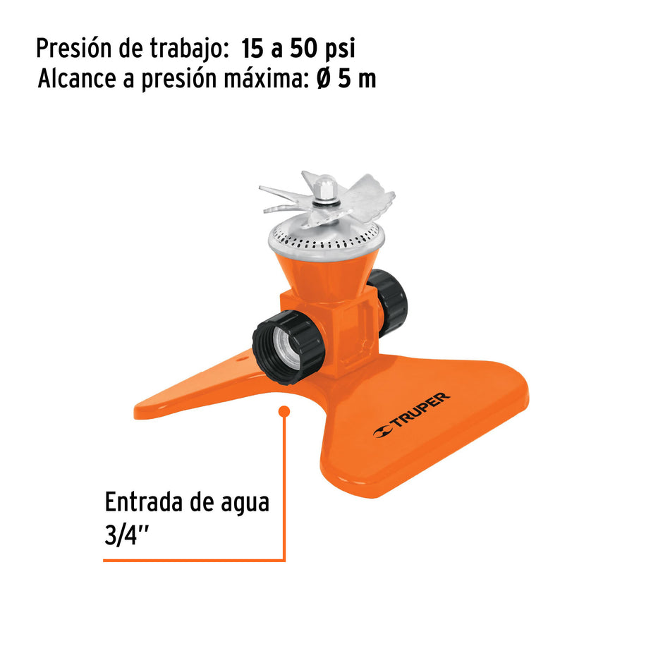 Aspersor base metálica, con aspas de aluminio, TRUPER