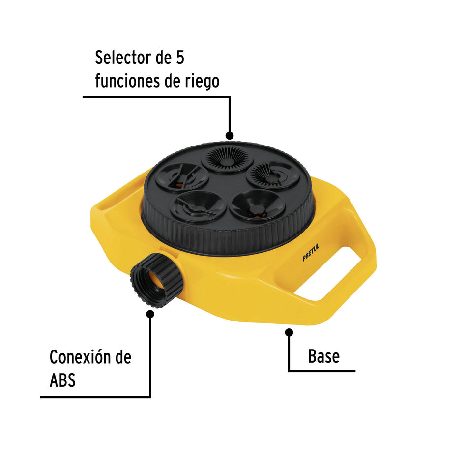 Aspersor plástico 5 funciones, PRETUL
