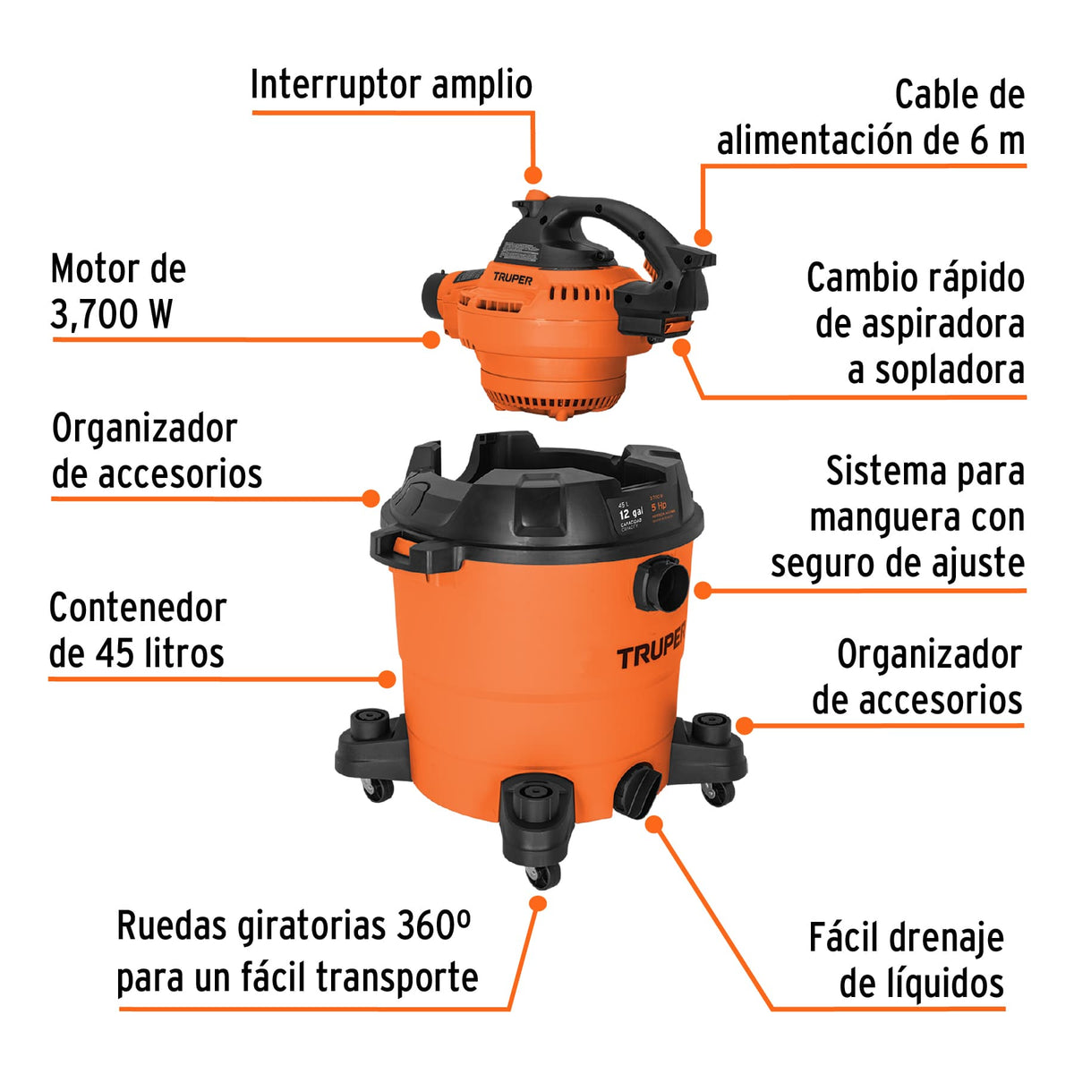 Aspersor metalico cabeza sola TRUPER