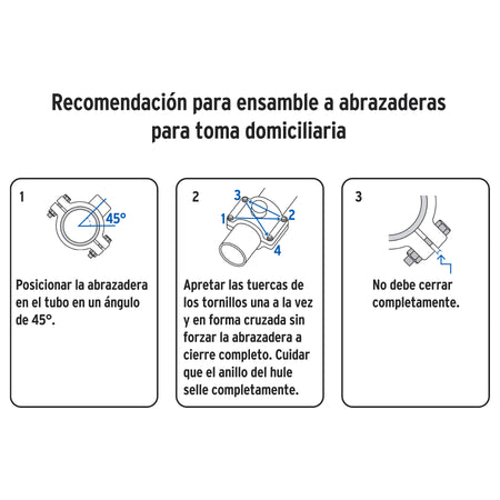 Abrazadera para toma domiciliaria PP 2' x 1/2', FOSET