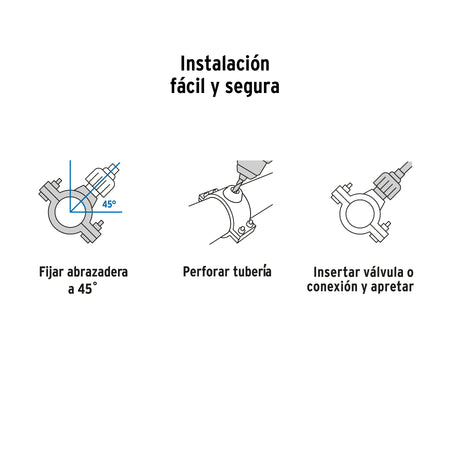Abrazadera para toma domiciliaria PP 4' x 1/2', FOSET