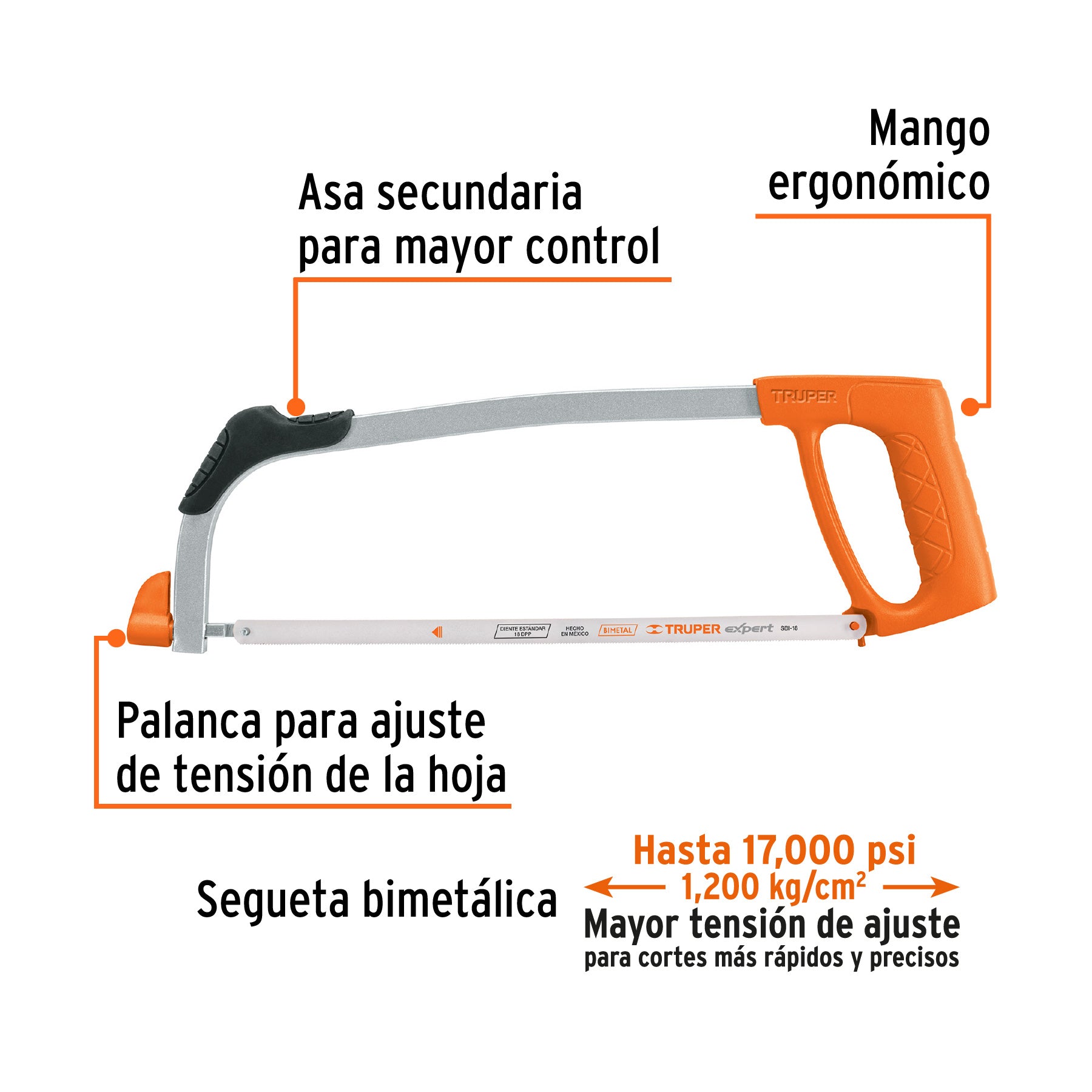 Arco 12" profesional tubular de acero para segueta Truper