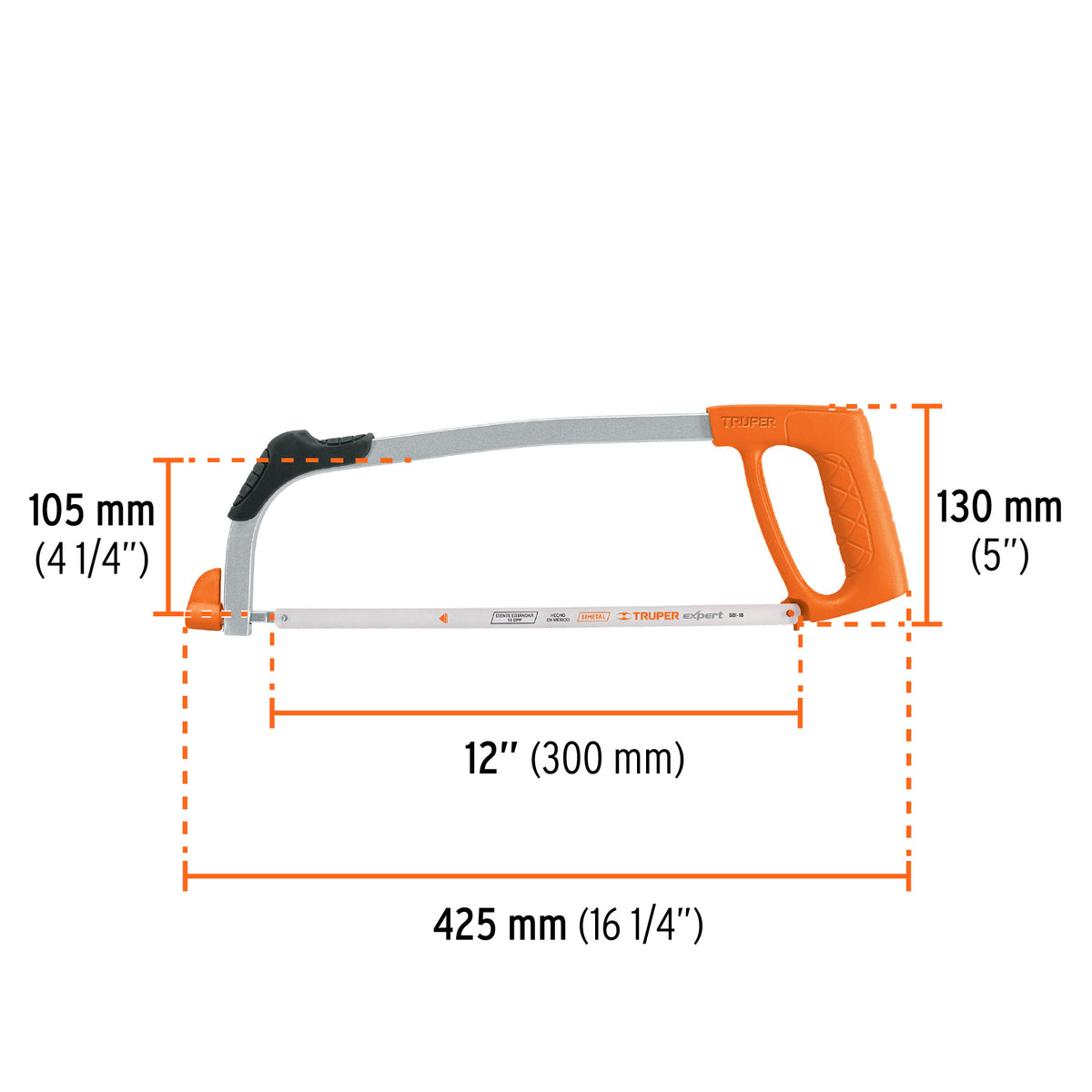 Arco 12" profesional tubular de acero para segueta Truper