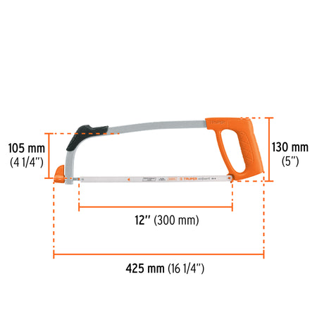 Arco 12" profesional tubular de acero para segueta Truper