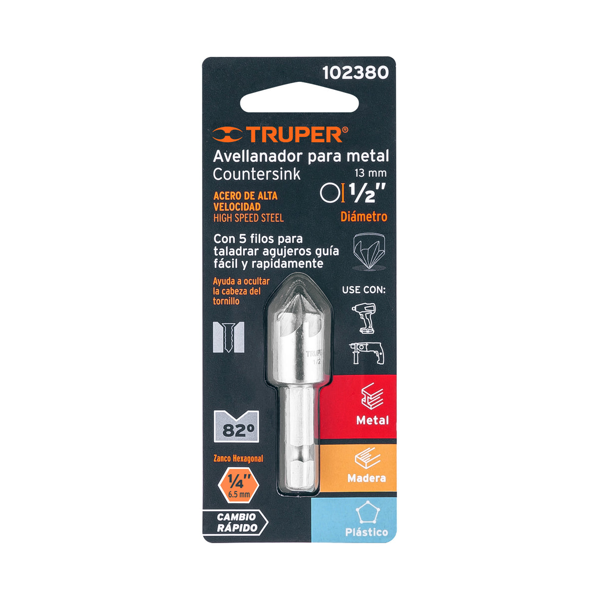 Avellanador HSS cambio rapido Truper 1/2"