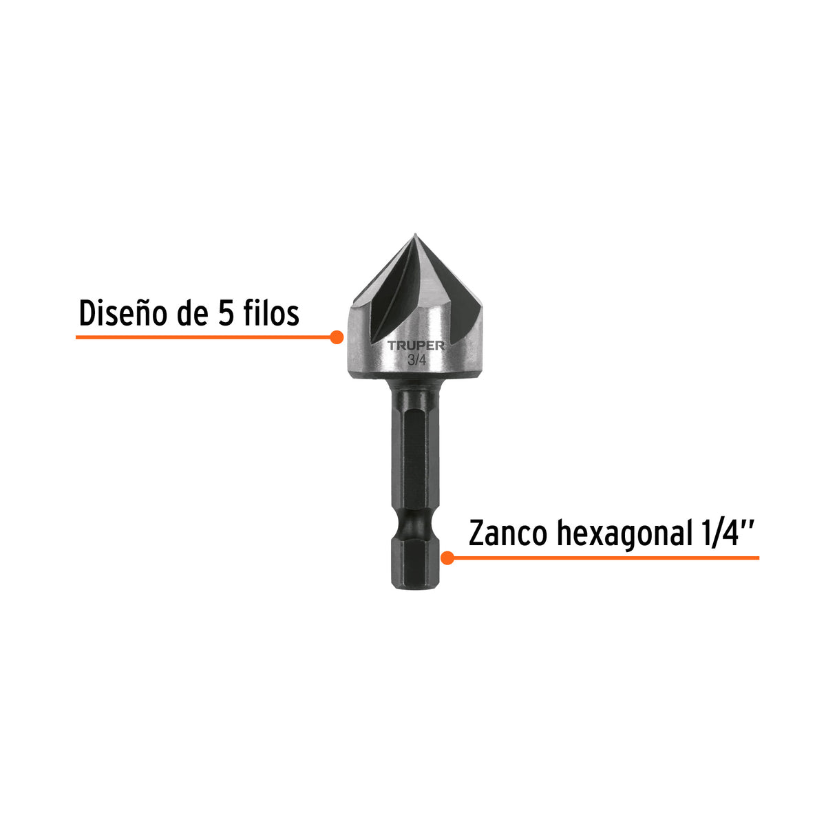 Avellanador HSS cambio rapido Truper 3/4"