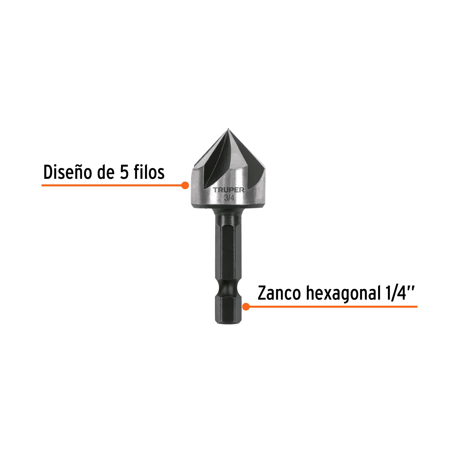 Avellanador HSS cambio rapido Truper 3/4"