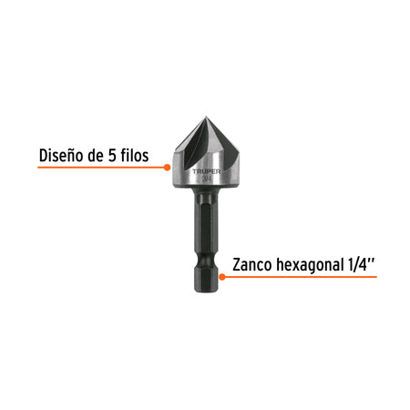 Avellanador HSS cambio rapido Truper 3/4"