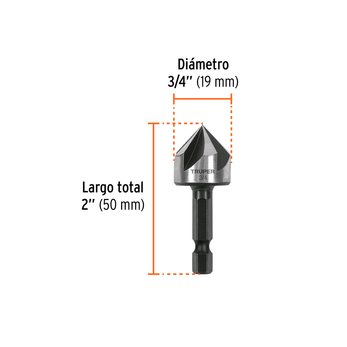 Avellanador HSS cambio rapido Truper 3/4"