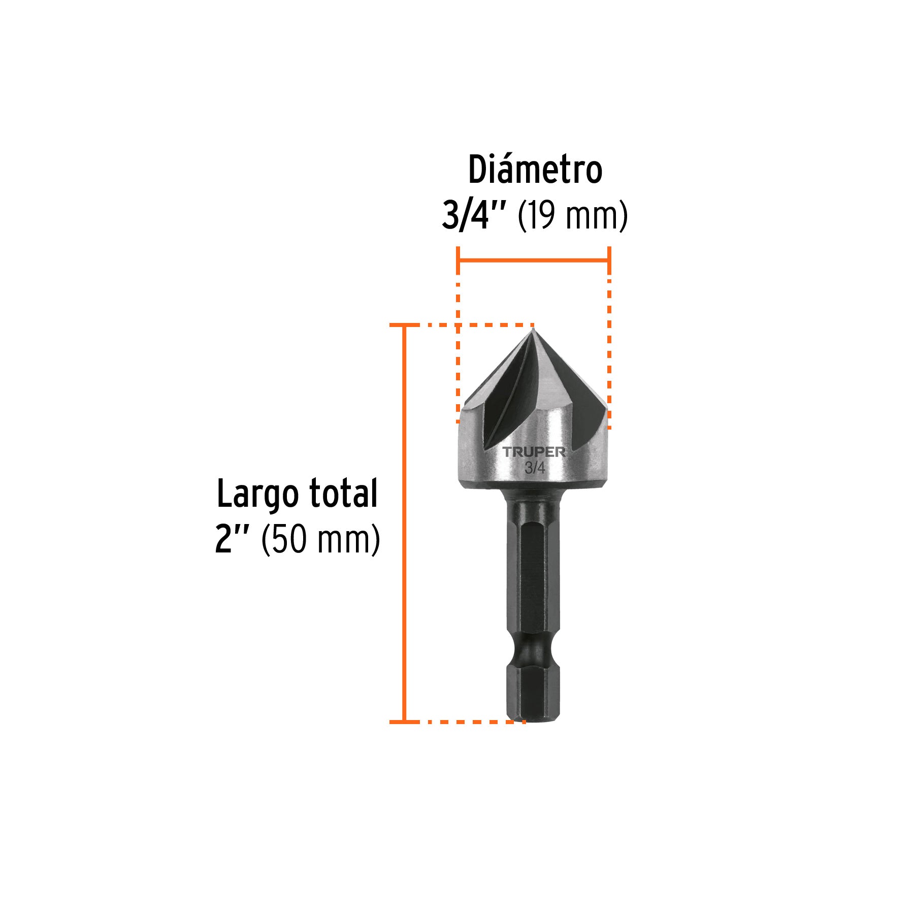 Avellanador HSS cambio rapido Truper 3/4"