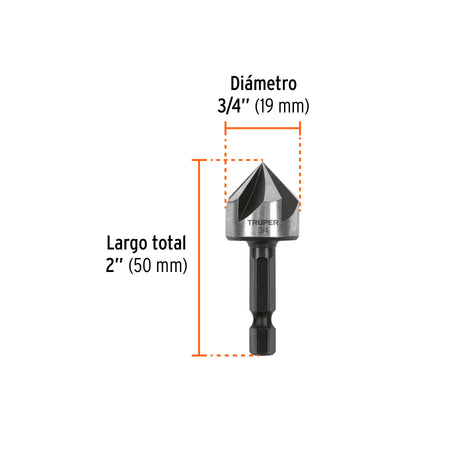 Avellanador HSS cambio rapido Truper 3/4"