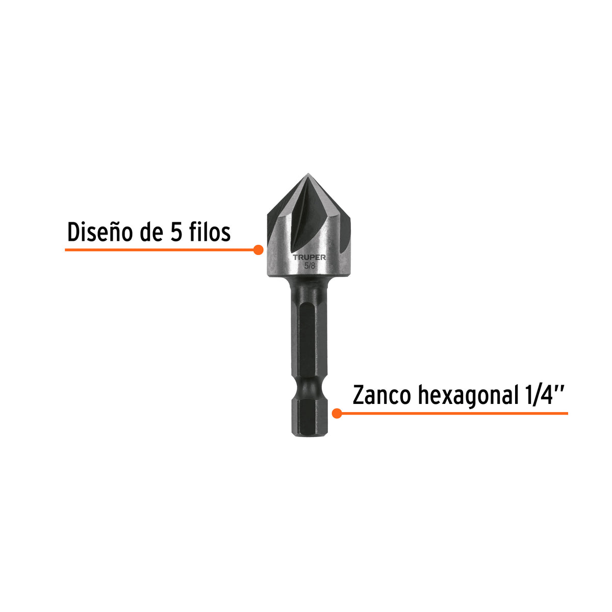 Avellanador HSS cambio rapido Truper 5/8"