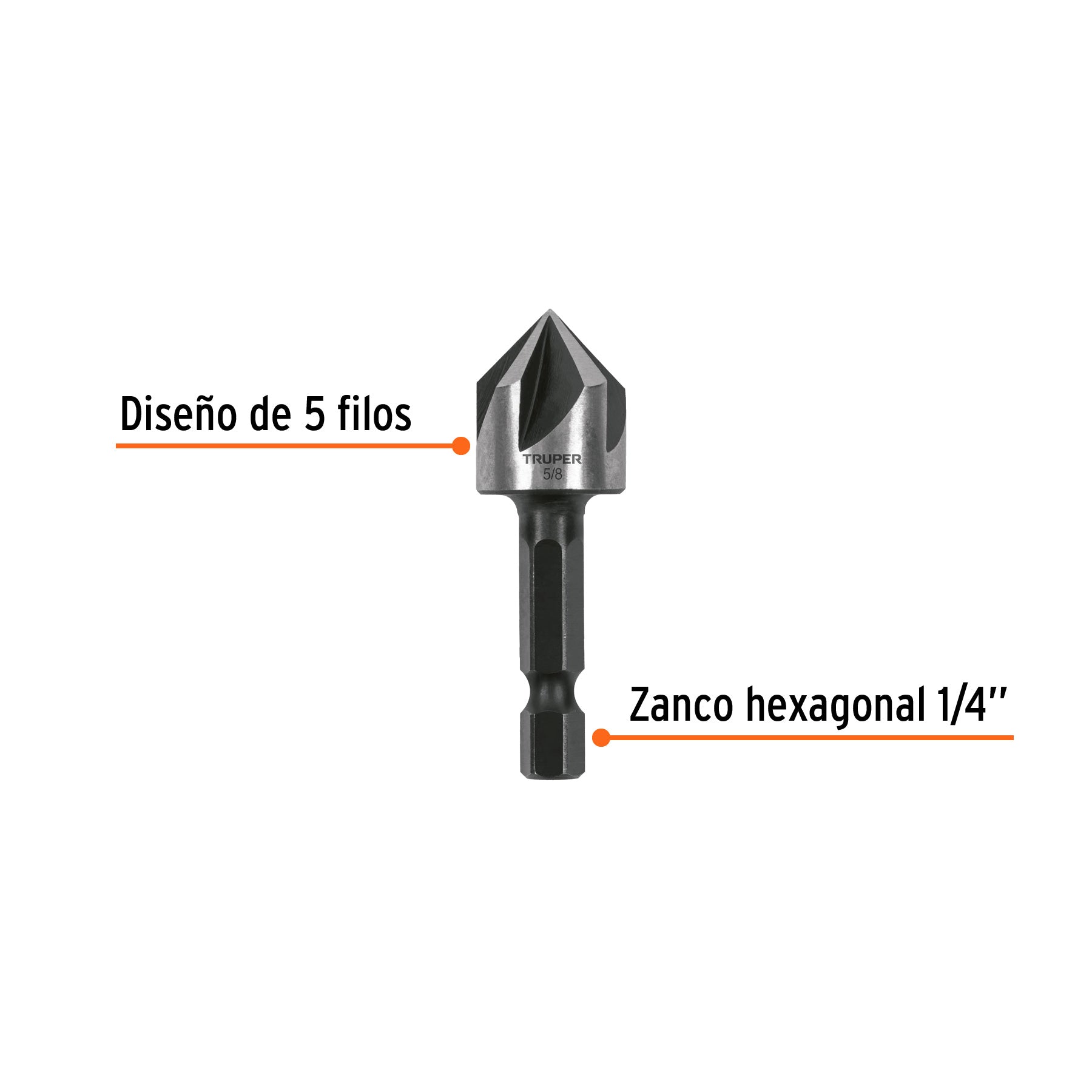 Avellanador HSS cambio rapido Truper 5/8"