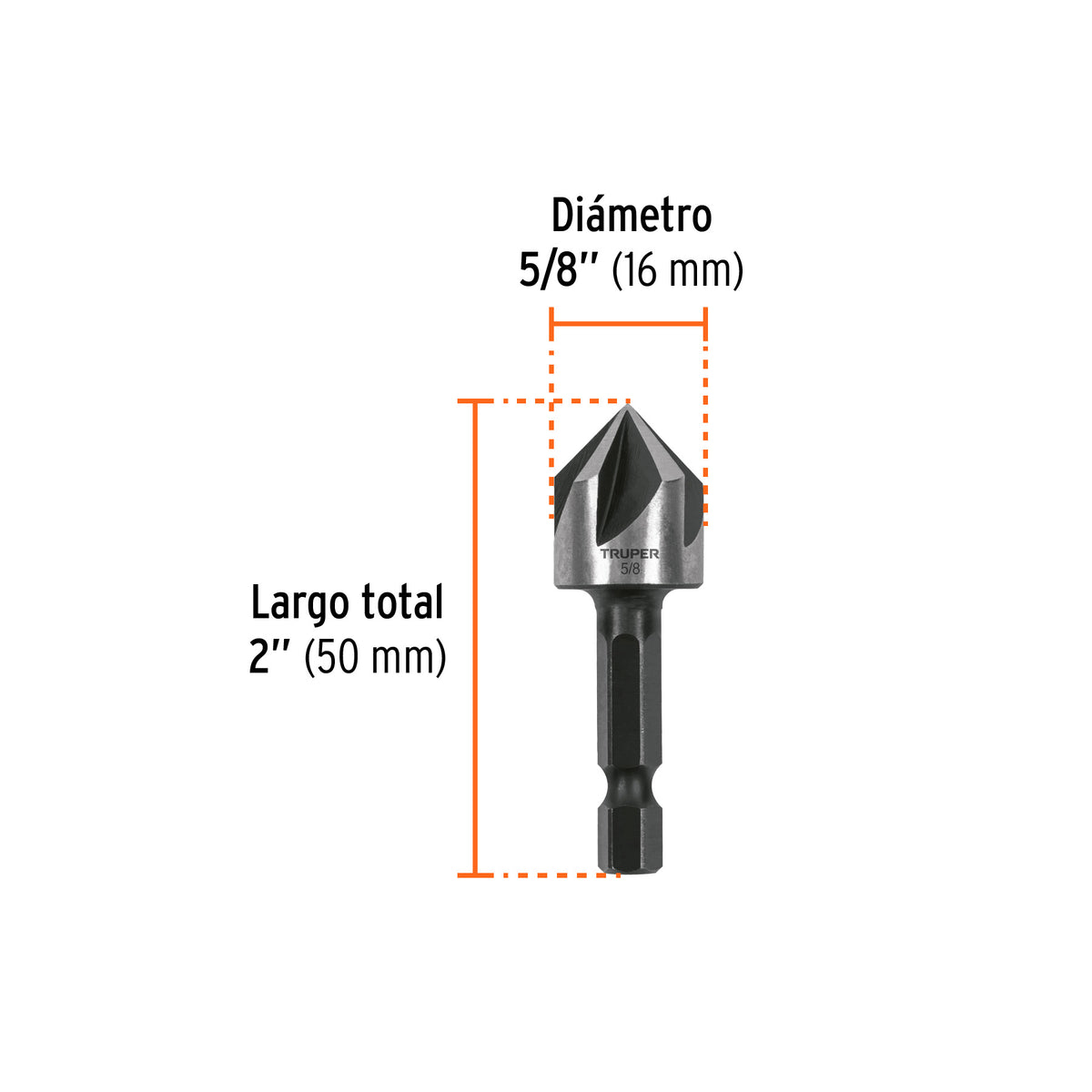 Avellanador HSS cambio rapido Truper 5/8"