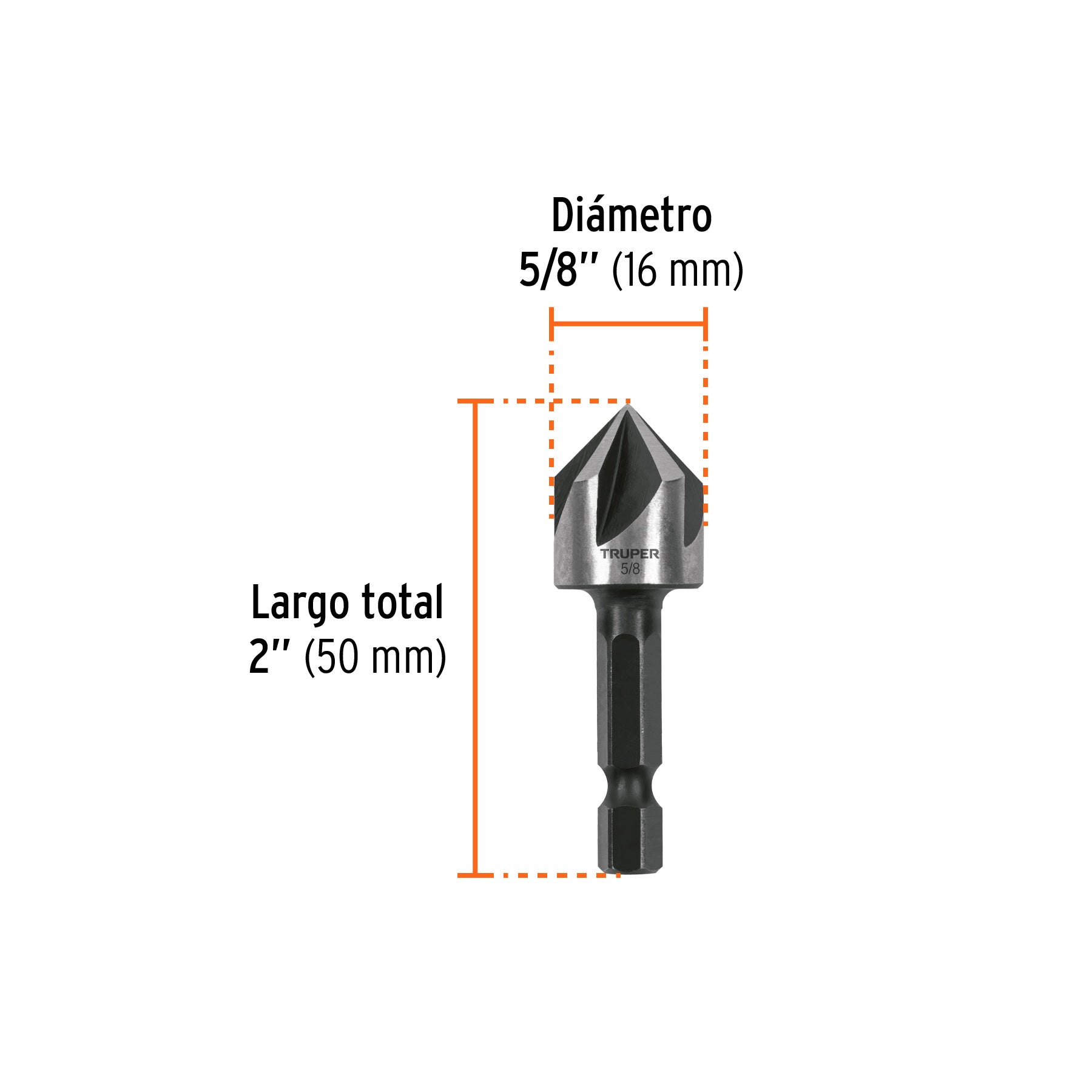 Avellanador HSS cambio rapido Truper 5/8"
